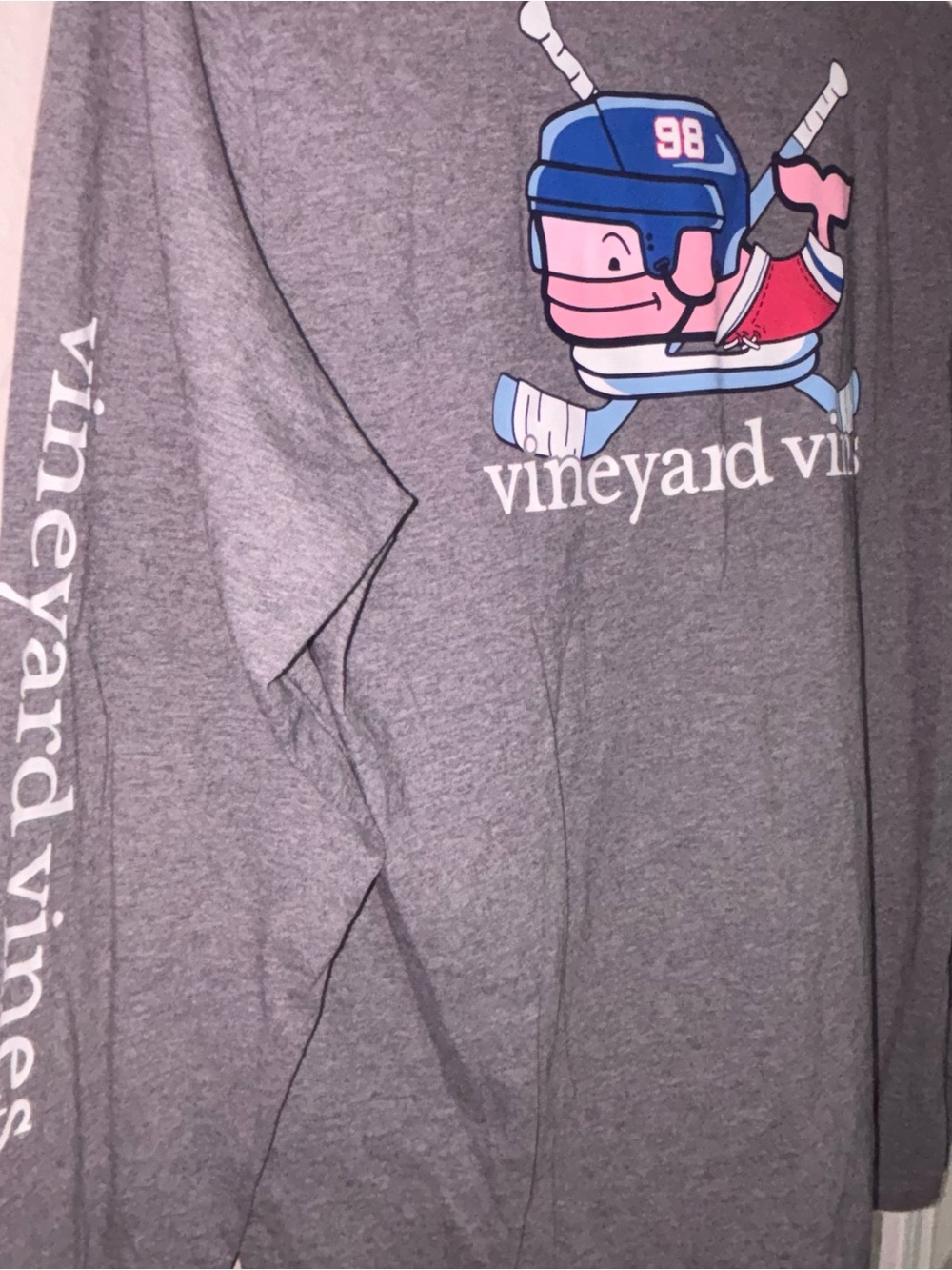 Vineyard Vines Kids XL Long Sleeve Tee - Heather Charcoal with Small Logo